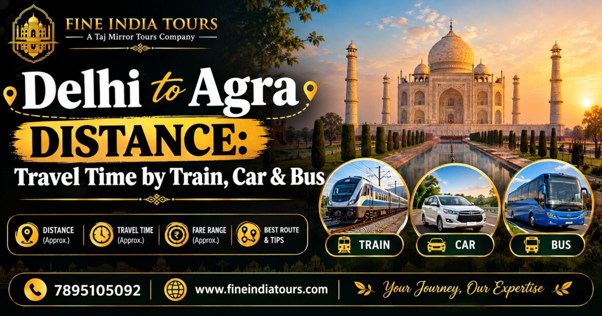 Delhi to Agra distance